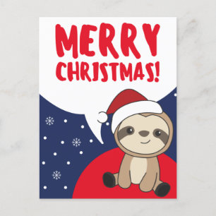 Cartes Pour Fêtes Annuelles Sloth Noël Neige Hiver Animaux Sloths