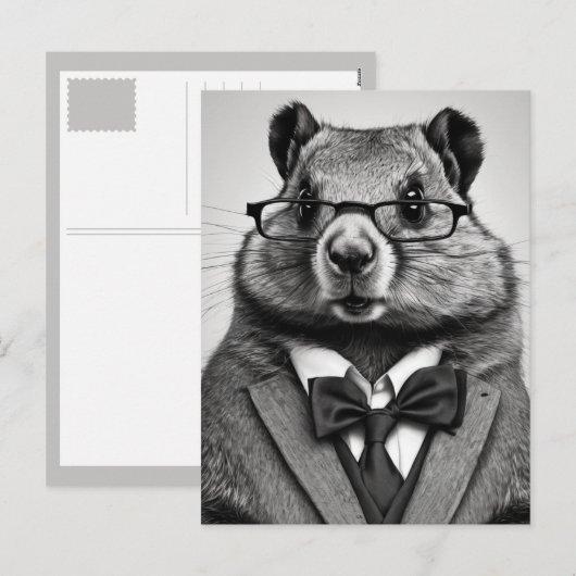 Cartes Pour Fêtes Annuelles smartypants marmotte (Devant / Derrière)