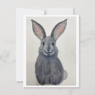 Cartes Pour Fêtes Annuelles Smiling Grey Bunny Notecard - Original Artwork