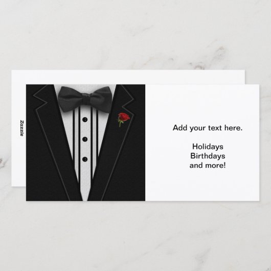 Cartes Pour Fêtes Annuelles Smoking noir avec nœud papillon (Devant / Derrière)