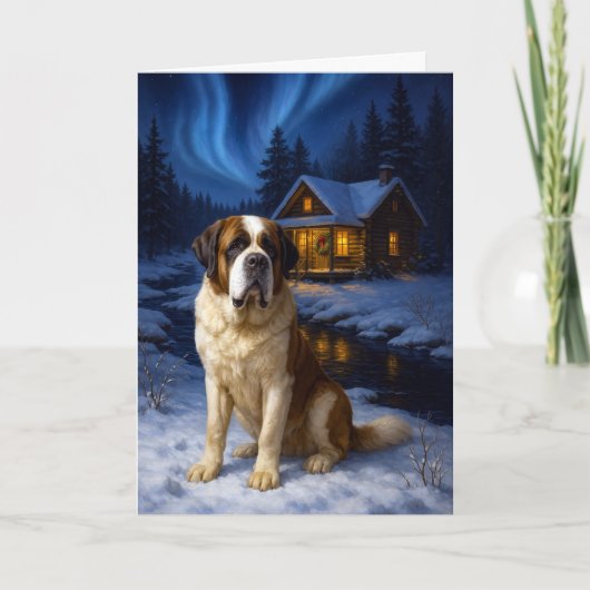 Cartes Pour Fêtes Annuelles Smooth Coat St. Bernard Holiday Card (Devant)