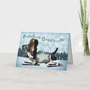 Cartes Pour Fêtes Annuelles Sneezins Salutations Basset Noël