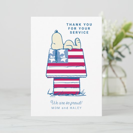 Cartes Pour Fêtes Annuelles Snoopy Patriotic | MERCI (Debout devant)