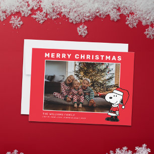Cartes Pour Fêtes Annuelles Snoopy Père Noël Photo de famille de Noël