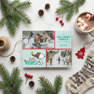 Cartes Pour Fêtes Annuelles Snoopy & Woodstock Famille de Noël Collage photo