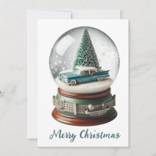 Cartes Pour Fêtes Annuelles Snow Globe Christmas Tree Vintage Car