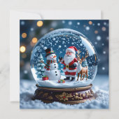 Cartes Pour Fêtes Annuelles Snow Globe with Snowman and Santa Christmas (Devant)