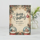 Cartes Pour Fêtes Annuelles Snow Globe Wonderland Noël (Debout devant)