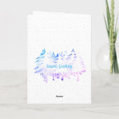 Cartes Pour Fêtes Annuelles Snow Laden Trees Bleu violet blanc Noël (Dos)