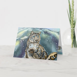 Cartes Pour Fêtes Annuelles Snow Leopard ~cartes de voeux hivernales