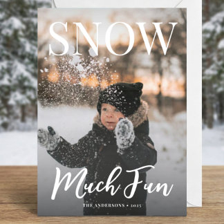 Cartes Pour Fêtes Annuelles Snow Much Fun Winter Holiday Family Photo