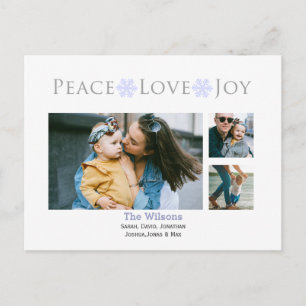 Cartes Pour Fêtes Annuelles Snow Paix Amour Joie Multi Photo Typographie