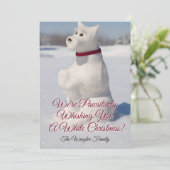 Cartes Pour Fêtes Annuelles Snow Snowdog Design (Debout devant)