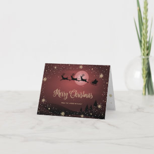 Cartes Pour Fêtes Annuelles Snow Snowflakes Père Noël Red Merry Christmas Card