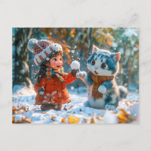 Cartes Pour Fêtes Annuelles Snowball combat avec mon chat