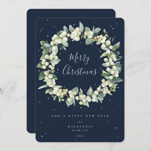 Cartes Pour Fêtes Annuelles Snowberry + Eucalyptus Serre de Noël non photo (Devant / Derrière)