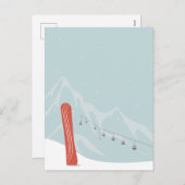 Cartes Pour Fêtes Annuelles Snowboard et remontée mécanique en hiver Wonderlan (Devant / Derrière)