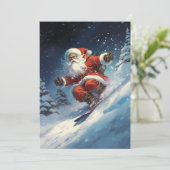 Cartes Pour Fêtes Annuelles Snowboard Père Noël (Debout devant)