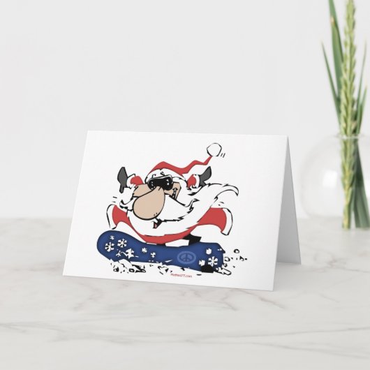 Cartes Pour Fêtes Annuelles Snowboard Santa Cards (Devant)
