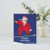 Cartes Pour Fêtes Annuelles Snowboarding Père Noël (Debout devant)