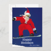 Cartes Pour Fêtes Annuelles Snowboarding Père Noël (Devant / Derrière)
