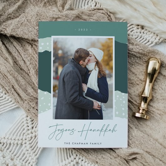 Cartes Pour Fêtes Annuelles Snowdrift | Colorblock Photo verticale Hanoukka