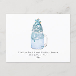 Cartes Pour Fêtes Annuelles Snowflake Blue Milkshake Sweet Noël