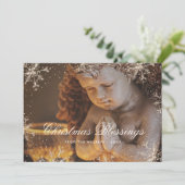 Cartes Pour Fêtes Annuelles Snowflake Botanical Christmas Blessings Card (Debout devant)