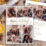 Cartes Pour Fêtes Annuelles Snowflake Gold et White 5 Photo Collage Noël<br><div class="desc">Élégant or et blanc moderne Snowflake 5 Photo Collage Joyeux Script de Noël Carte de vacances. Ce modèle de carte de voeux festif, minimaliste et fantasque de cinq (5) photos de vacances présente un joli montage photo en grille, un flocon de neige et dit "Joyeux Noël"! Le texte de la...</div>