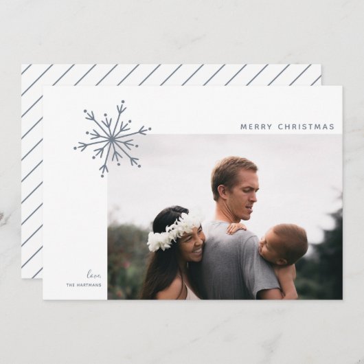 Cartes Pour Fêtes Annuelles Snowflake Japandi Noël Photo Holiday C (Devant / Derrière)