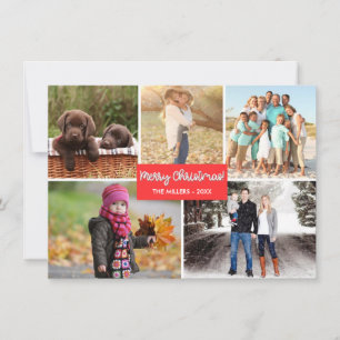 Cartes Pour Fêtes Annuelles Snowflake Joyeux Noël Famille Photo Collage