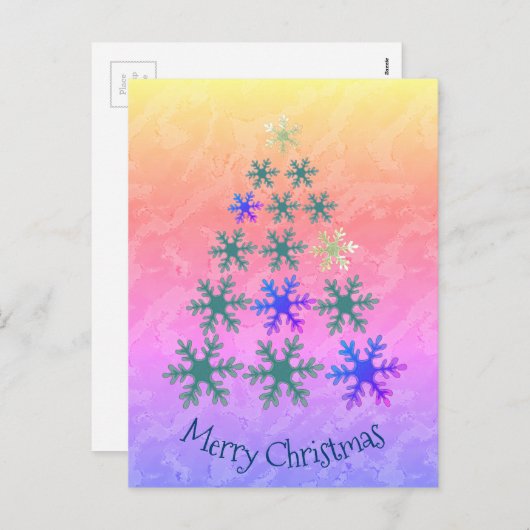 Cartes Pour Fêtes Annuelles Snowflake Noël Arbre Joyeux Noël (Devant / Derrière)