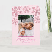 Cartes Pour Fêtes Annuelles Snowflake Pink Glam tendance Script Chic 5 Photo (Devant)