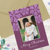 Cartes Pour Fêtes Annuelles Snowflake Plum Bling Script tendance Chic 5 Photo