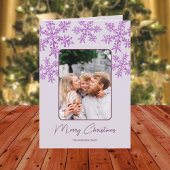 Cartes Pour Fêtes Annuelles Snowflake Purple Glam Trendy Script Chic 5 Photo
