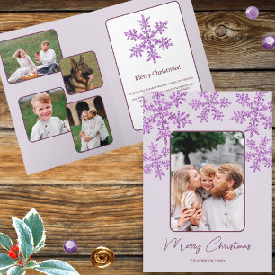 Cartes Pour Fêtes Annuelles Snowflake Purple Glam Trendy Script Chic 5 Photo
