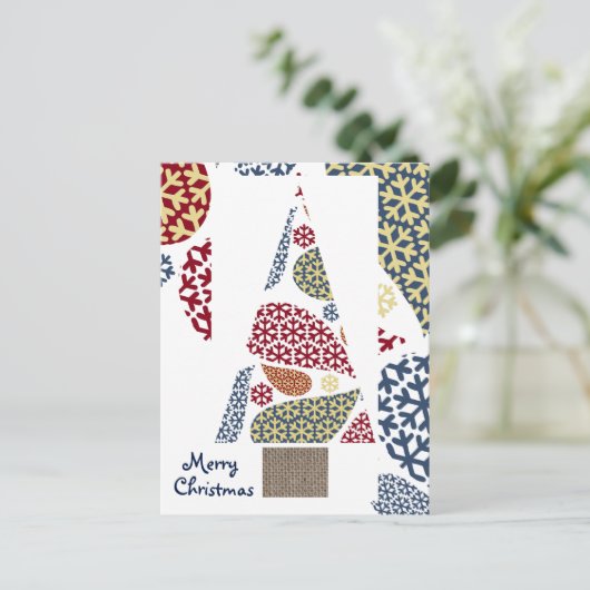 Cartes Pour Fêtes Annuelles Snowflake Teardrys Arbre Noël Holiday Postcar (Debout devant)