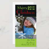 Cartes Pour Fêtes Annuelles Snowflakes Black and White christmas, green trim (Devant / Derrière)