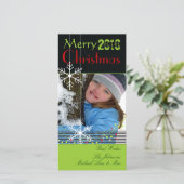 Cartes Pour Fêtes Annuelles Snowflakes Black and White christmas, green trim (Debout devant)