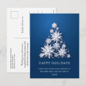 Cartes Pour Fêtes Annuelles Snowflakes Christmas Tree Salutation d'entreprise (Devant / Derrière)