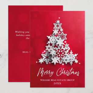 Cartes Pour Fêtes Annuelles Snowflakes Christmas Tree Salutation d'entreprise