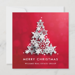 Cartes Pour Fêtes Annuelles Snowflakes Christmas Tree Salutation d'entreprise