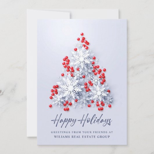 Cartes Pour Fêtes Annuelles Snowflakes Christmas Tree Salutation d'entreprise (Devant)