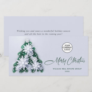 Cartes Pour Fêtes Annuelles Snowflakes Christmas Tree Salutation d'entreprise