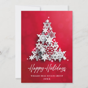 Cartes Pour Fêtes Annuelles Snowflakes Christmas Tree Salutation d'entreprise