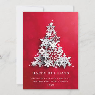 Cartes Pour Fêtes Annuelles Snowflakes Christmas Tree Salutation d'entreprise