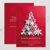 Cartes Pour Fêtes Annuelles Snowflakes Christmas Tree Salutation d'entreprise (Devant / Derrière)