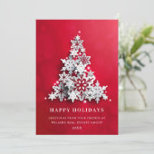 Cartes Pour Fêtes Annuelles Snowflakes Christmas Tree Salutation d'entreprise (Debout devant)