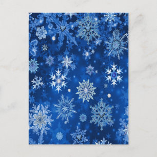 Cartes Pour Fêtes Annuelles Snowflakes de Noël Bleu et argent