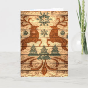 Cartes Pour Fêtes Annuelles Snowflakes de rennes primitifs Noël nordique